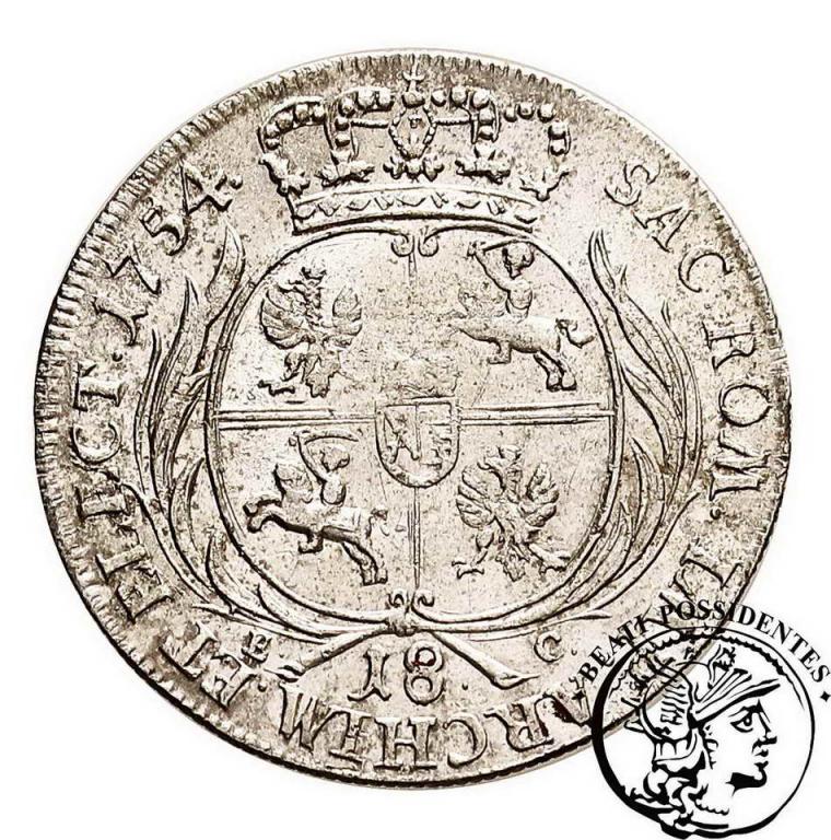 August III Sas ort koronny 1754 st. 3+