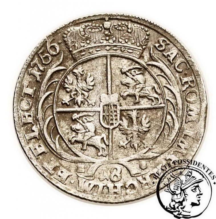 August III Sas ort koronny 1756 st. 3