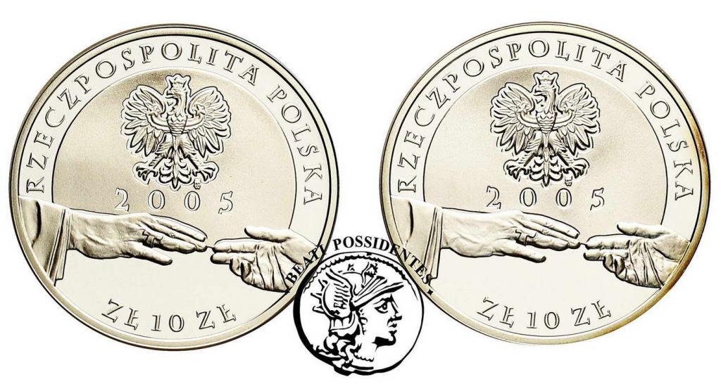 10 zł 2005 Jan Paweł II platerowany 2 szt. st.L
