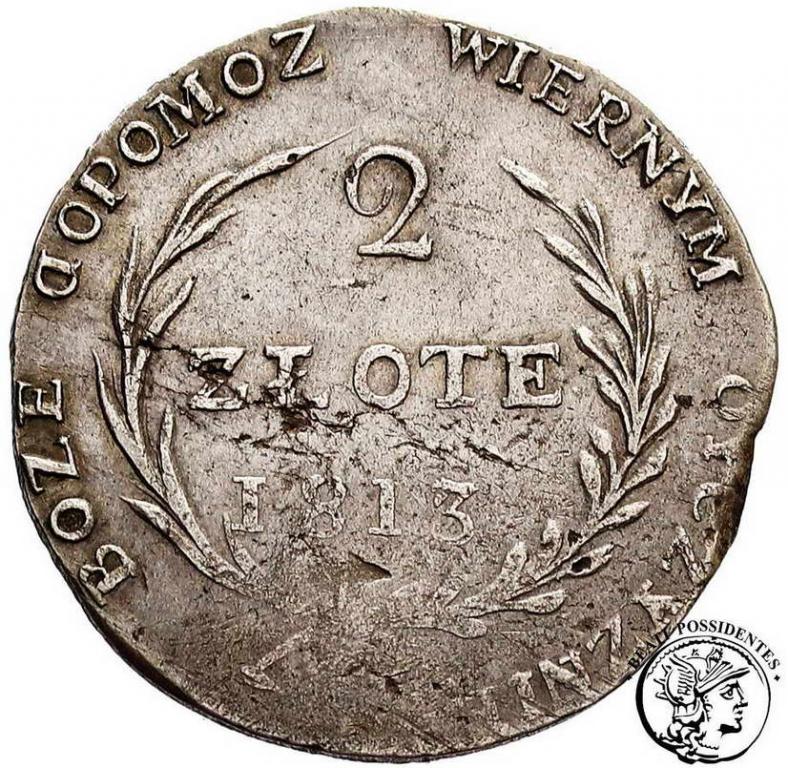 Polska 2 złote 1813 Oblężenie Zamość st. 3+