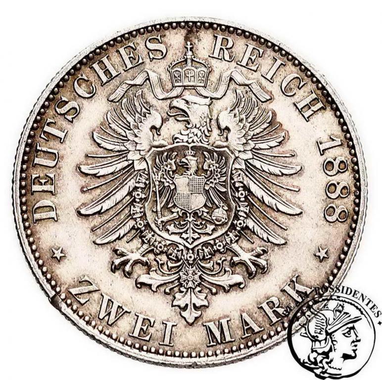 Niemcy Prusy 2 Marki 1888 A Friedrich III st. 3+