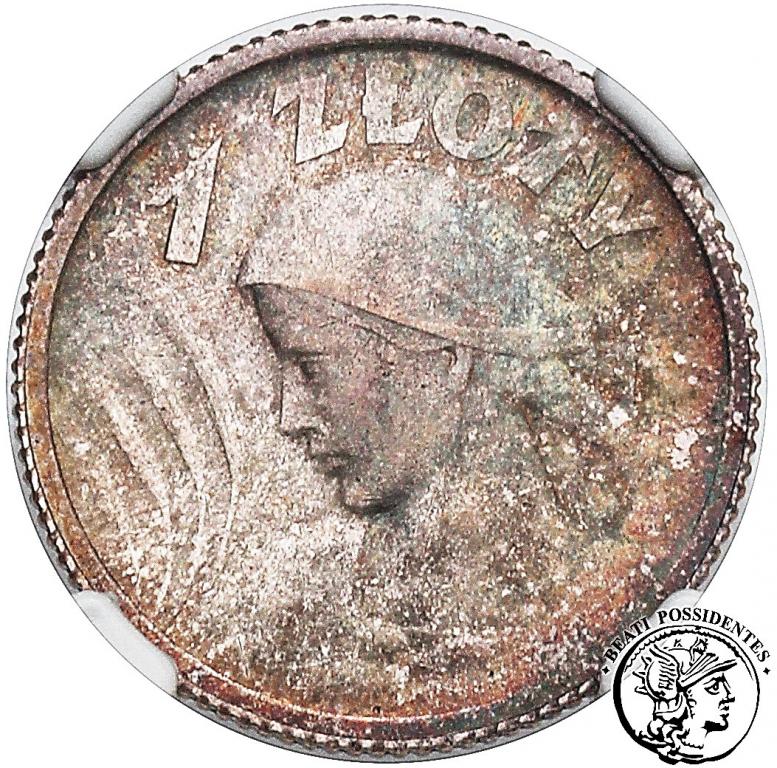 II RP 1 złoty 1924 kobieta z kłosami NGC MS 62