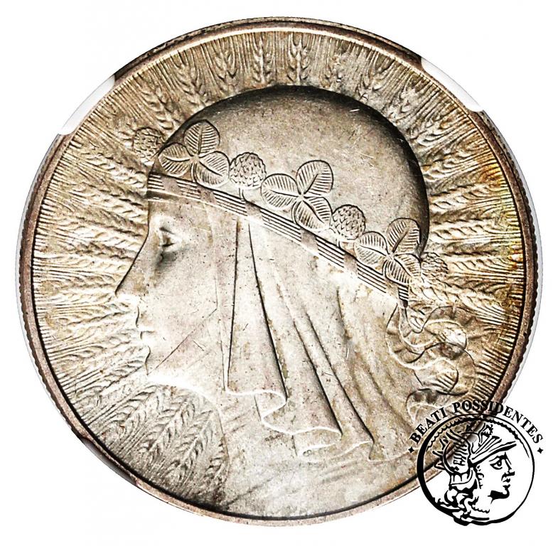 II RP 10 złotych 1932 kobieta NGC AU 58