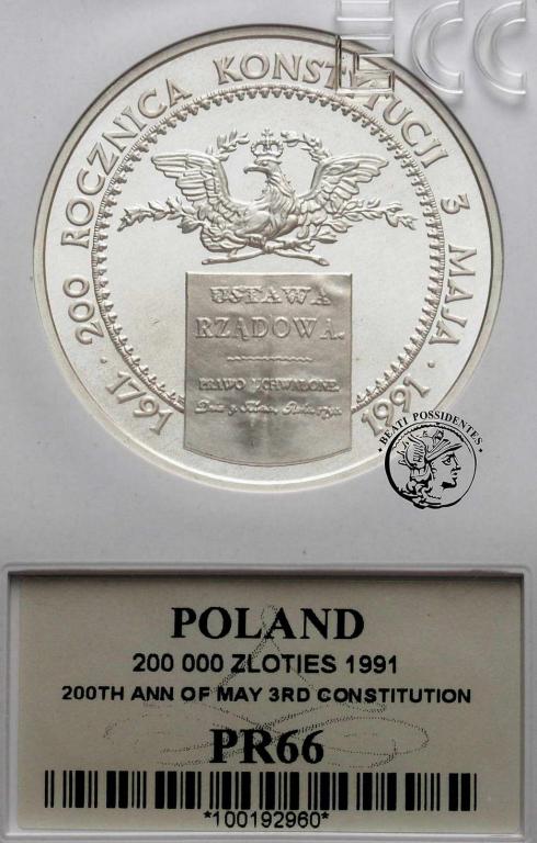Polska 200000 zl 1991 Konstytucja GCN PR 66