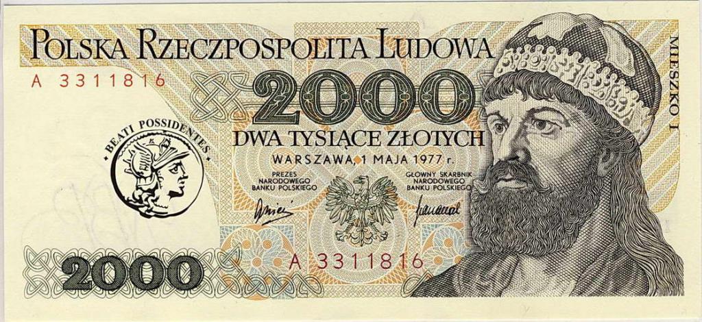 Polska 2000 złotych 1977 seria A st.1