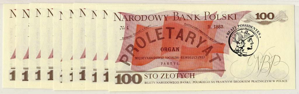 Polska 100 złotych 1986 seria RR lot 10 szt. st.1