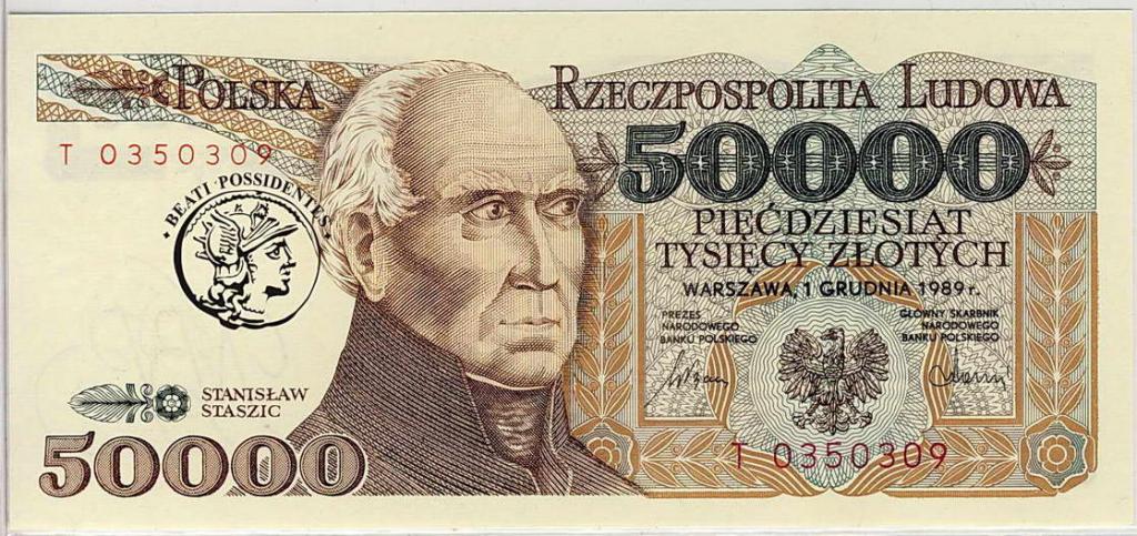 Polska 50 000 złotych 1989 seria T st.1