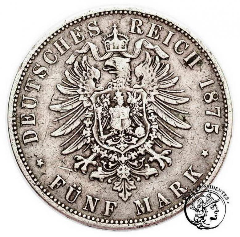 Niemcy Hesja 5 Marek 1875 H st.4