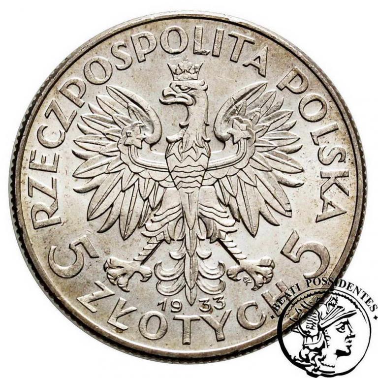 II RP 5 zlotych 1933 głowa kobiety st.1-