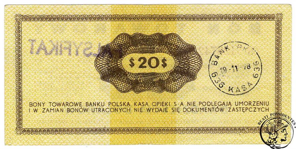 Falsyfikat 20 $ Dolarów 1969 Pewex st.3
