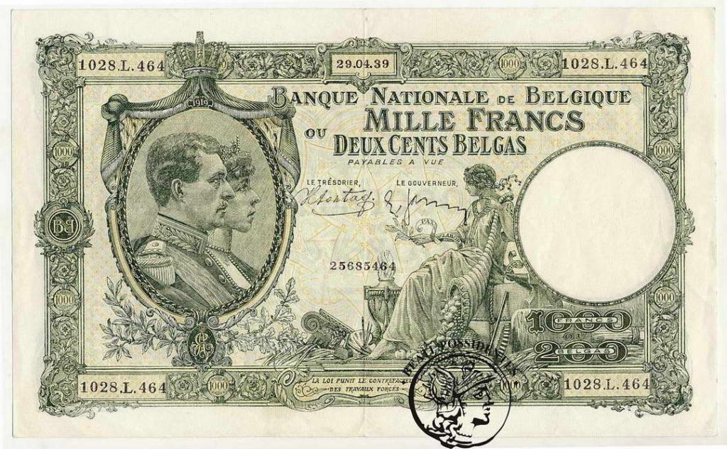 Belgia 1000 Franków 1939 st.2-
