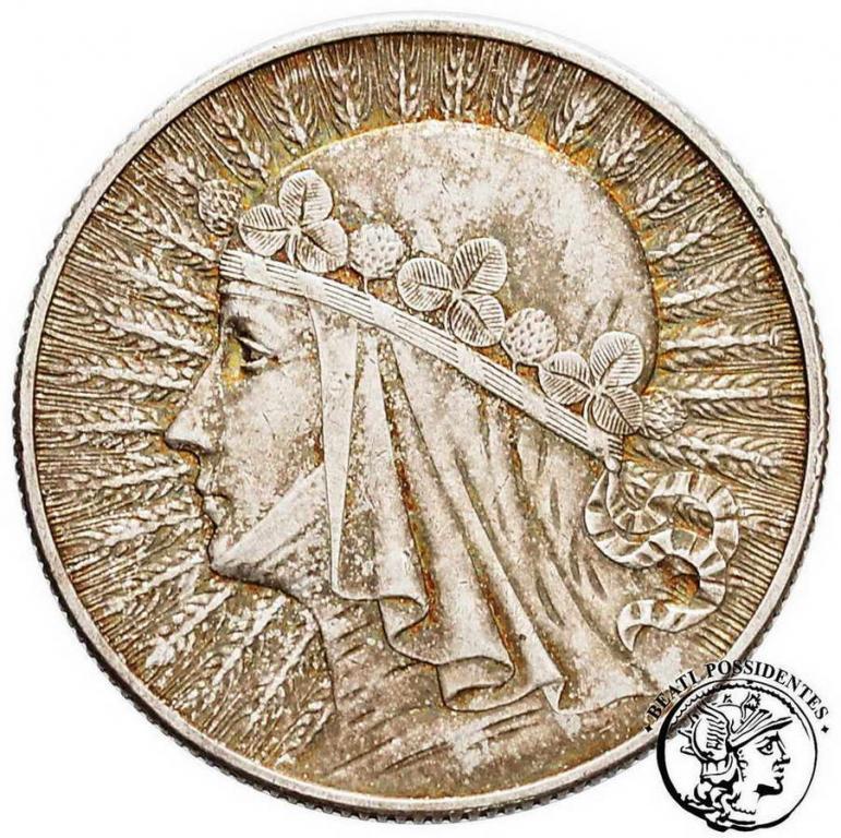 II RP 5 zlotych 1932 bez znaku głowa kobiety st.3