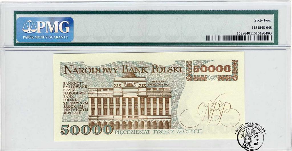 Polska 50 000 zlotych 1989 Seria T PMG 64