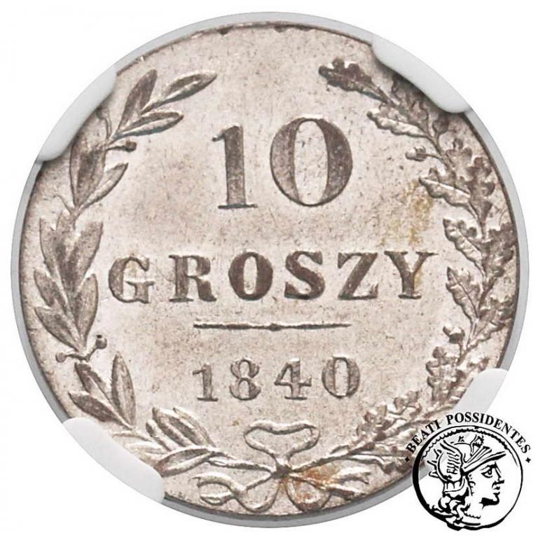 10 groszy 1840 Mikołaj I NGC MS 63
