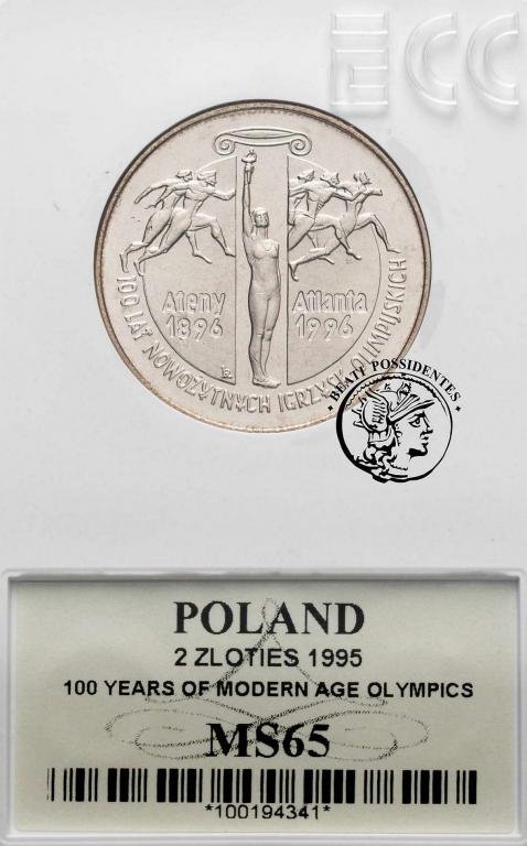 III RP 2 złote 1995 Ruch Olimpijski GCN MS 65