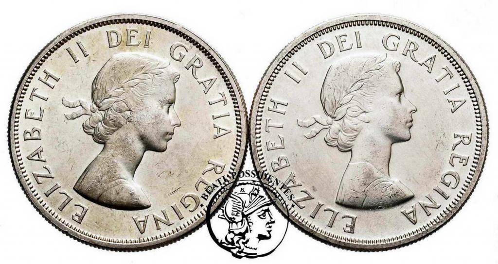 Kanada dolary 1962 + 1964 srebro st. 2