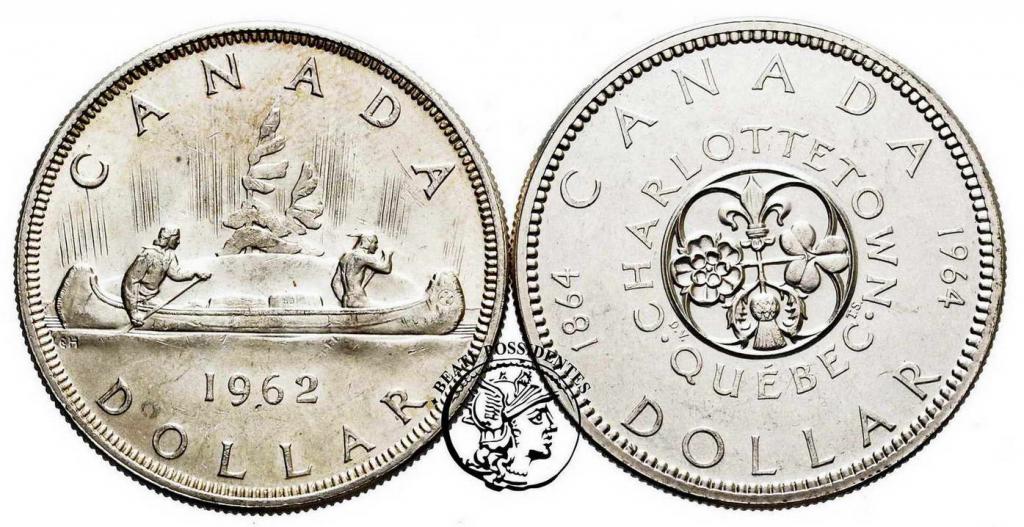 Kanada dolary 1962 + 1964 srebro st. 2