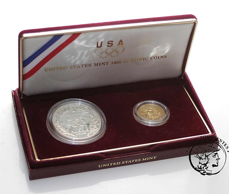 USA 1 + 5 $ dolarów 1988 Olimpiada lot 2 szt st.L