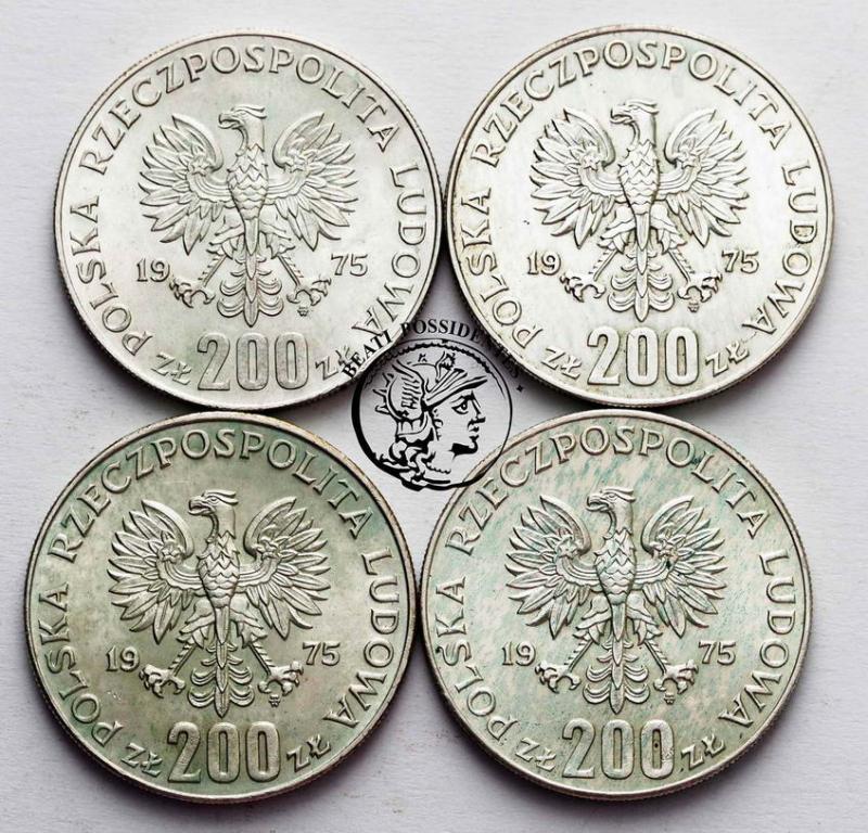 PRL 200 złotych 1975 lot 4 szt st. 3+