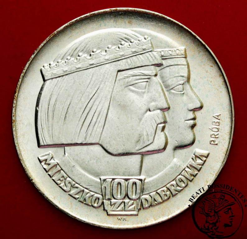 PRÓBA Ag 100 złotych 1966 Millenium st. 1