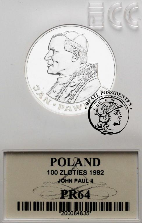 100 złotych 1982 Jan Paweł II lustrz GCN PR 64