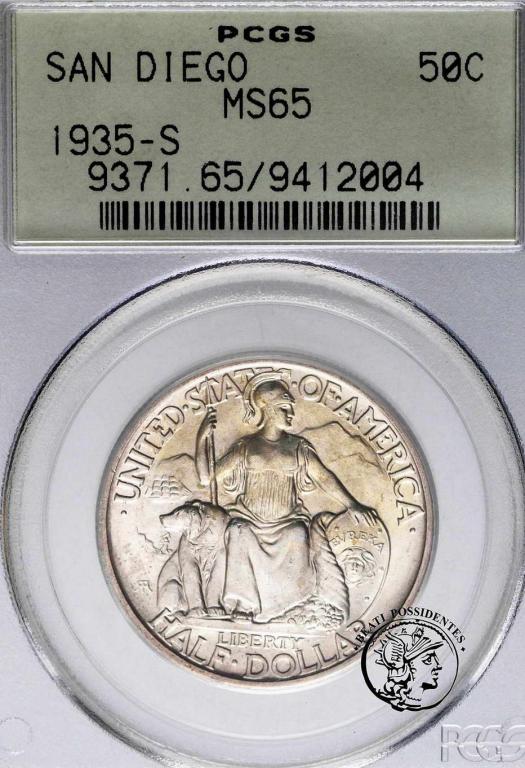USA 1/2 $ Dolara 1935 S San Diego PCGS MS 65