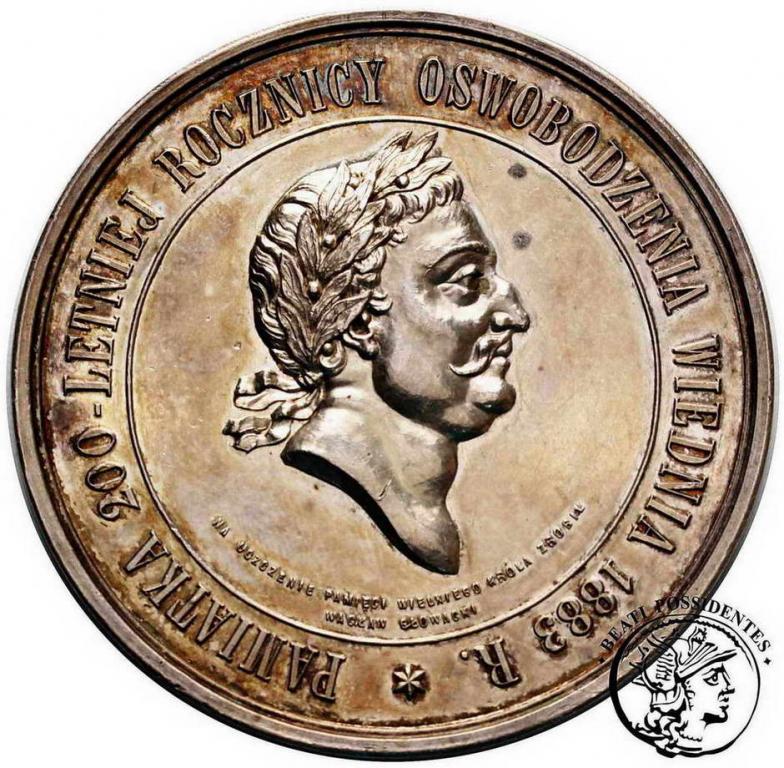 Polska medal 1883 Odsiecz Wiedeńska SREBRO st. 2