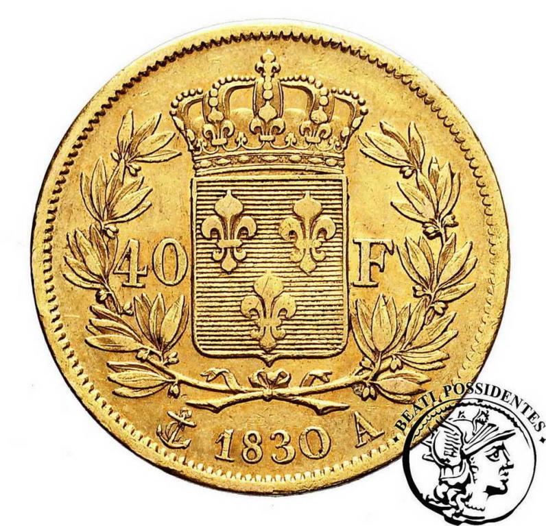 Francja 40 franków 1830 A Paryż Karol X st. 3+
