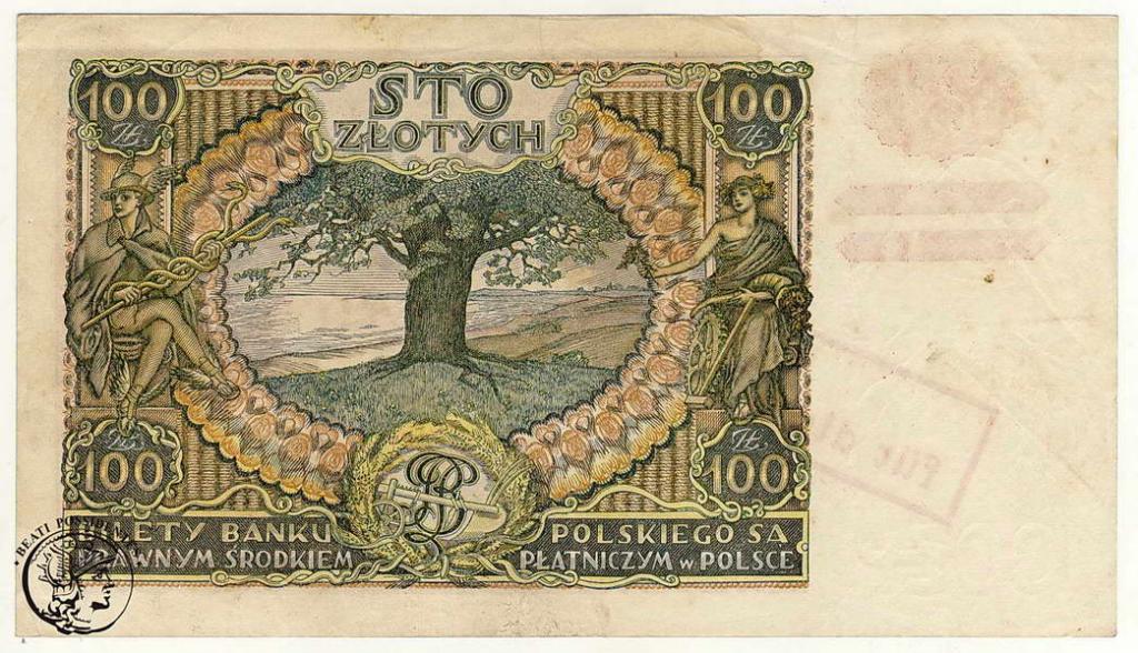 Gen Gub 100 złotych 1934 z nadrukiem st.3