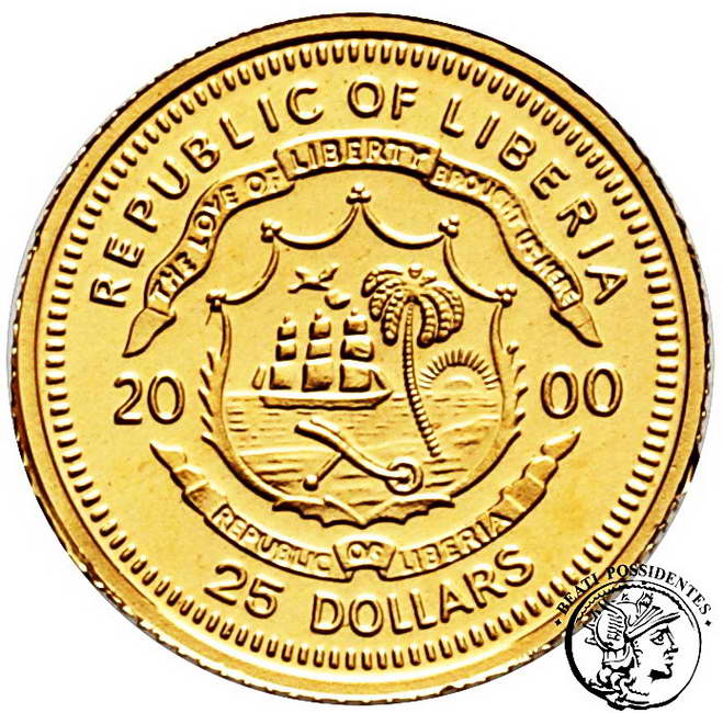 Liberia 25 $ dolarów 2000 st. L