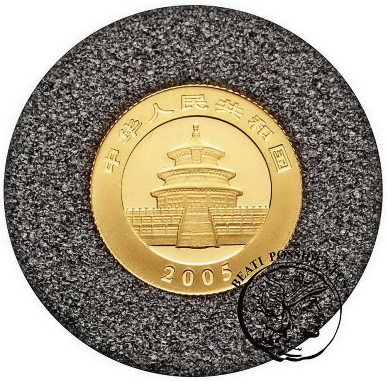 Chiny 10 Yuanów 2005 Panda 1/20 uncji złota st.L
