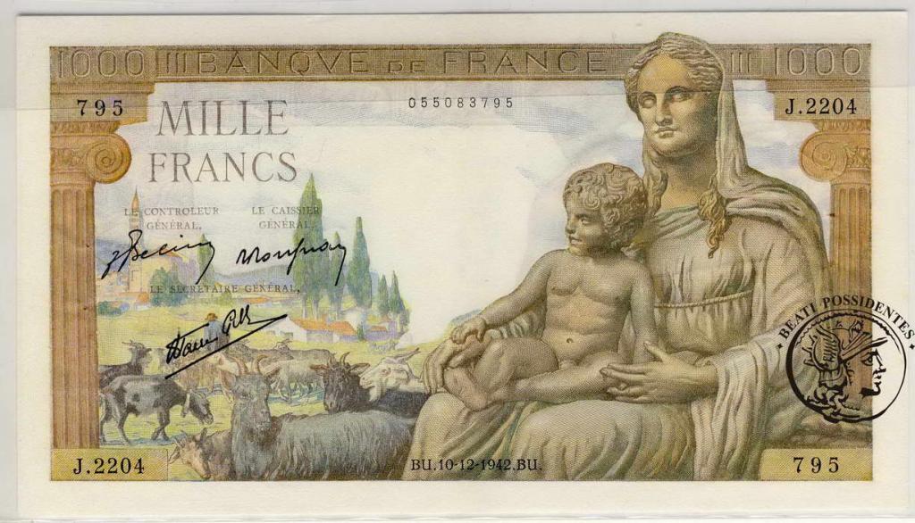 Francja 1000 franków 1942 st. 1-