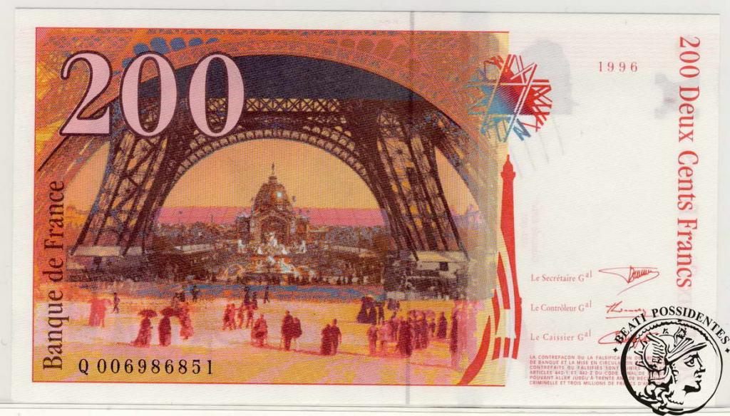 Francja 200 franków 1996 st. 1/1-