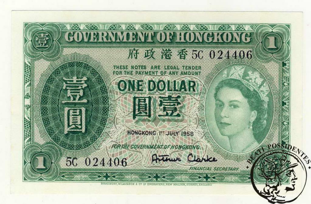 Hong Kong 1 dolar 1958 st. 1/1-