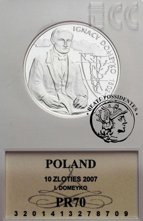 III RP 10 złotych 2007 Domeyko GCN PR 70
