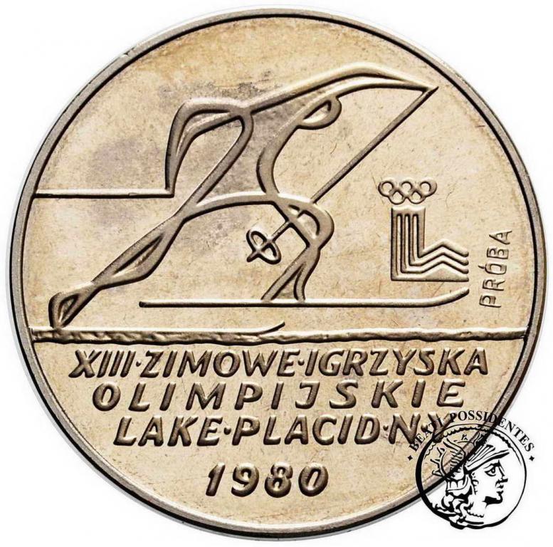 PRÓBA Nikiel 200 zł 1980 L Placid biegacz stL/L-