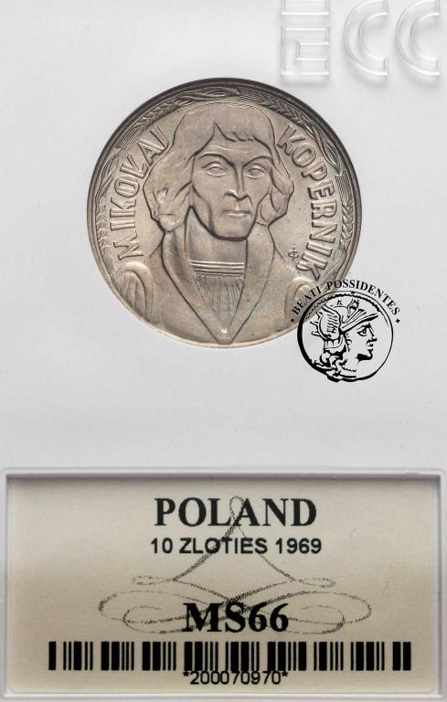 PRL 10 złotych 1969 Kopernik GCN MS 66