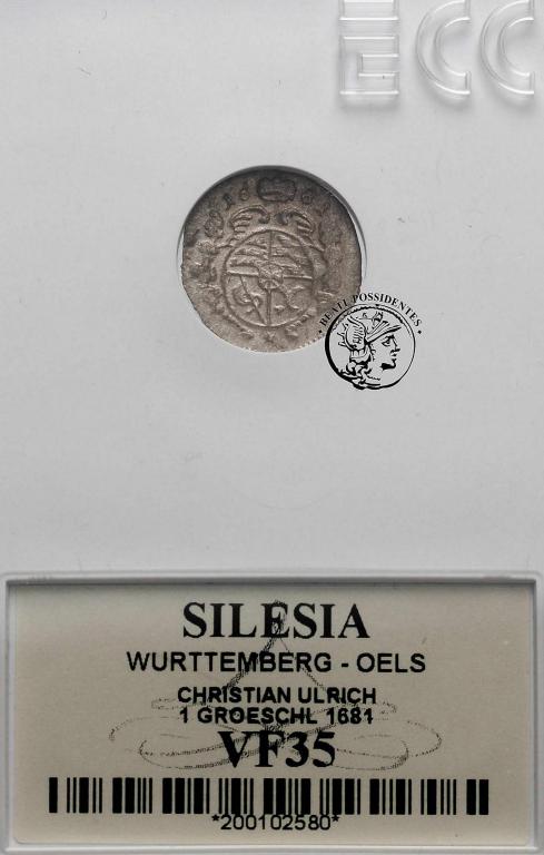 Śląsk Księstwo Oleśnickie grosik 1681 GCN VF35