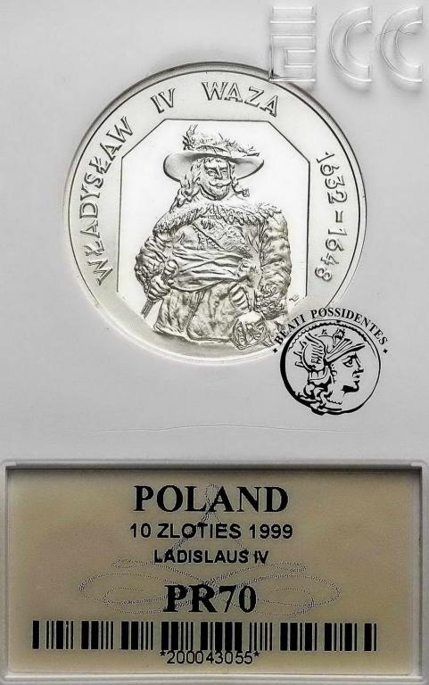 10 zl 1999 Władysław IV Waza półp GCN PR70