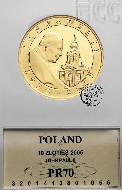 10 zł 2005 Jan Paweł II platerowany GCN PR 70