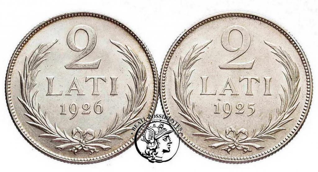 Łotwa 2 Lati 1925 + 1926 lot 2 szt. st.2