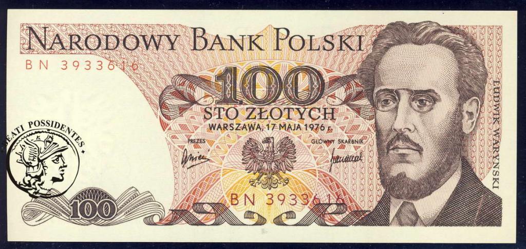 Polska 100 złotych 1976 seria BN st.1