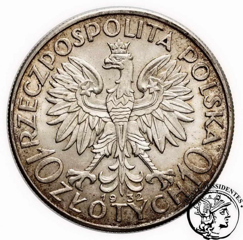 10 złotych 1932 bez znaku głowa kobiety st.2