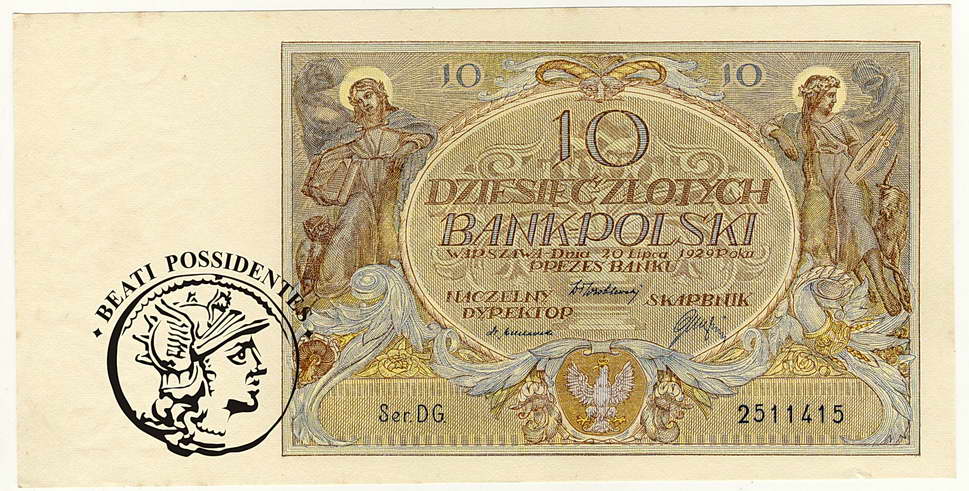 Polska 10 złotych 1929 seria DG st.2
