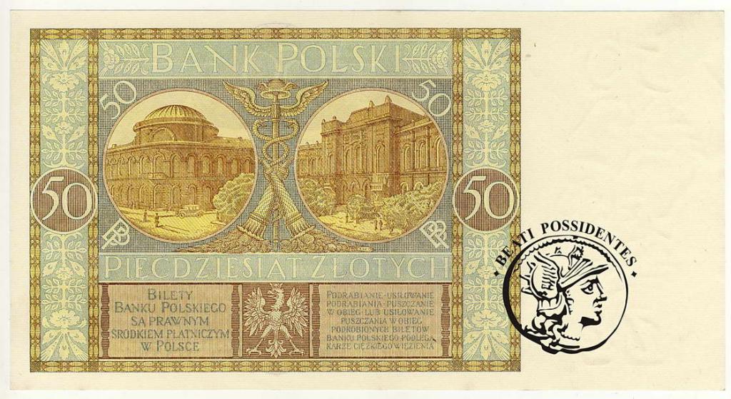 Polska 50 złotych 1929 seria ET st.1-