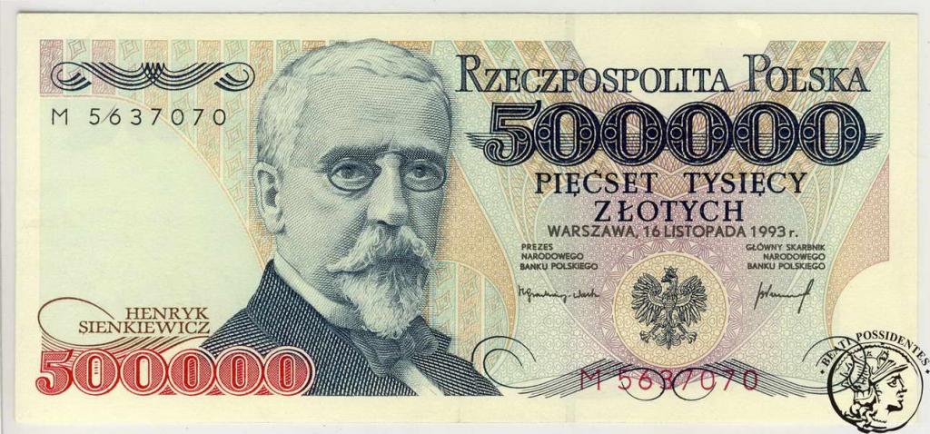 Polska 500 000 złotych 1993 seria M st. 2