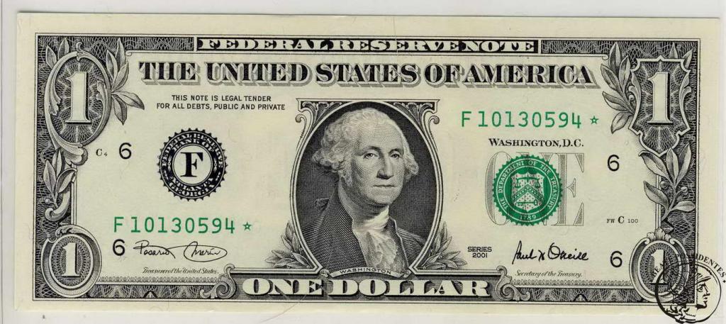 USA 1 $ dolar 2001 F seria zastępcza st. 1