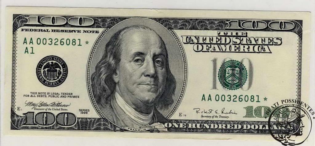 USA 100 $ dolarów 1990 seria zastępcza st. 1 - Ile To 10 Dolarów Na Zł