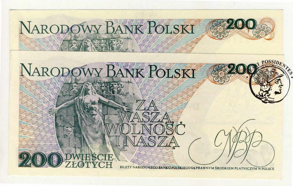 200 złotych 1986 seria DS + DZ lot 2 szt. st.1