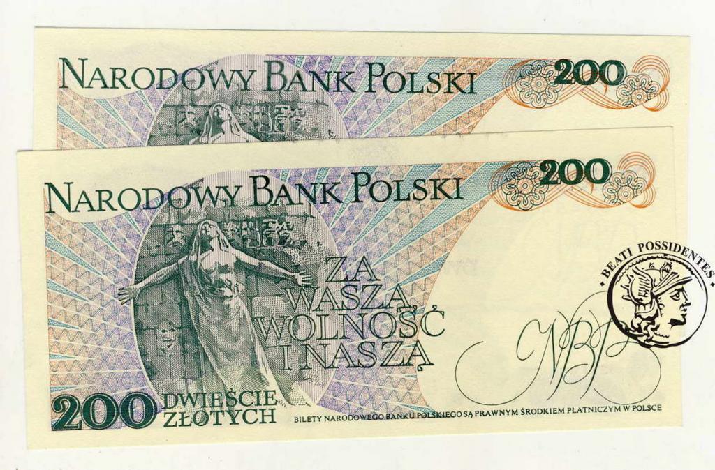 200 złotych 1988 seria EG lot 2 szt. st.1